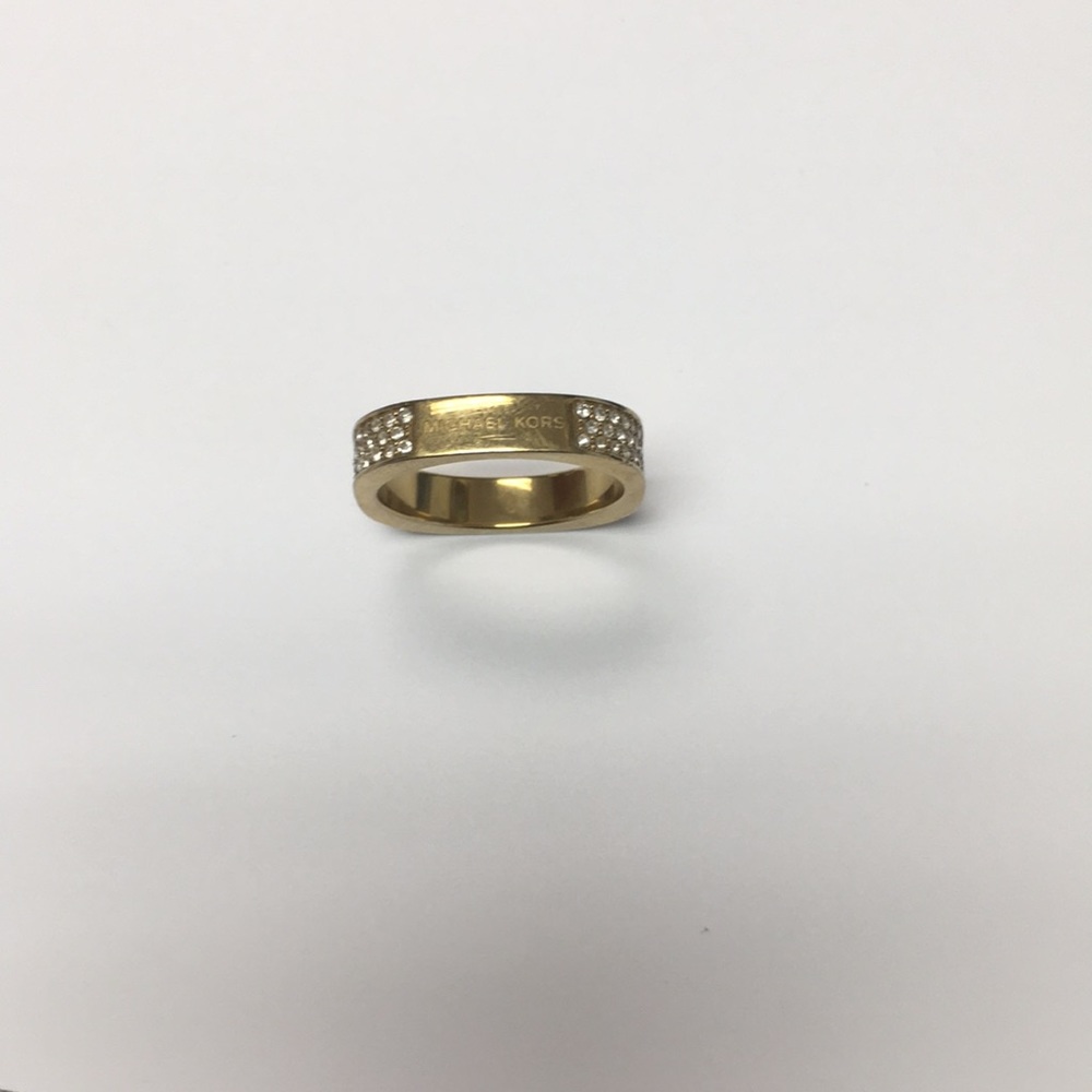 Michael Kors Brilliance Gold Tone Pave Ring Size 8